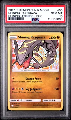 2017 POKEMON SUN & MOON SHINING LEGENDS #56 SHINING RAYQUAZA-HOLO PSA 10 - Image 1