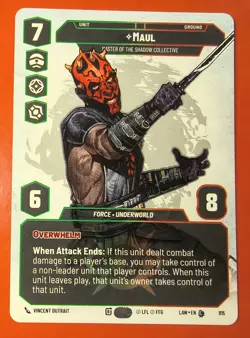 MTG, STAR WARS, UNLIMITED, MAUL 875, LEGENDARY, LAW, NM PRESTIGE - Image 1