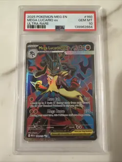 2025 POKEMON MEG EN-MEGA EVOLUTION ULTRA RARE #160 MEGA LUCARIO EX PSA 10 - Image 1