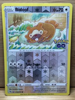 Pokemon TCG Bidoof (Peelable Ditto) Reverse Holo Pokemon GO 059/078 (LP) - Image 1
