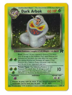 Dark Arbok 2/82 Team Rocket Holo Rare Error Pokemon Card WOTC 2000 LP - Image 3