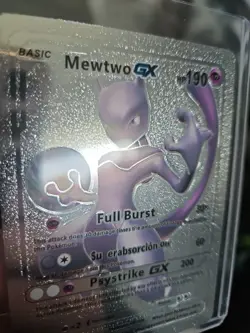Mewtwo GX Silver Foil Fan Art Premium Textured Collector Pokemon Card Psystrike - Image 4