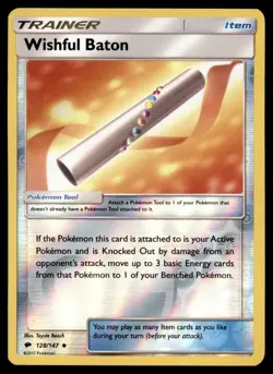 Wishful Baton 128/147 Uncommon Burning Shadows Pokemon Reverse Holo LP - Image 1