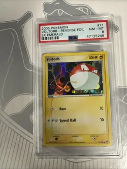 Pokemon Voltorb EX Emerald Reverse Holo #71 PSA 8 2005 - Image 1