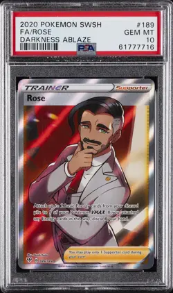 2020 POKEMON SWORD & SHIELD DARKNESS ABLAZE #189 FULL ART/ROSE PSA 10 - Image 1