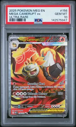 2025 POKEMON MEG EN-MEGA EVOLUTION ULTRA RARE #156 MEGA CAMERUPT EX PSA 10 - Image 1