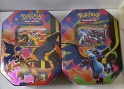 Pokemon TCG Mega Charizard X + Y ex Sealed Tin Bundle Lot Set Of 2 - Image 1