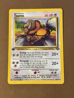 Pokemon TCG Tauros Base Jungle Set 47/64 1st Edition Uncommon - Image 1