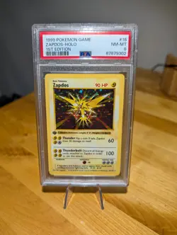 Zapdos 1999 Pokemon Base Set 1st Edition PSA 8 #16 (Shadowless) - Image 1