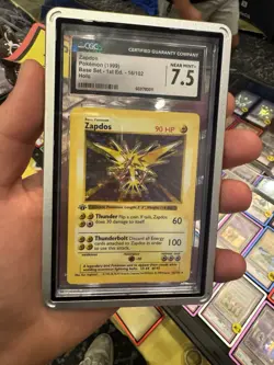 1999 Zapdos 16/102 Base Set Shadowless 1st Edition Holo PSA 7 8 💎CGC 7.5 NM+ - Image 1