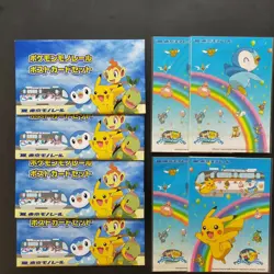 Novelty Pokemon Monorail Postcard Sticker Set Diamond Pearl Pikachu Poccama Meow - Image 1