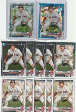 12x Lot - Blaze Jordan 2021 Bowman 1st 4 Chrome, 4 Paper, Sapphire, Camo, Mega - Image 1