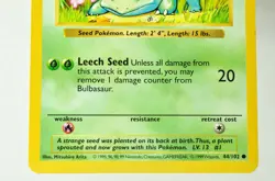 Pokemon card TCG Bulbasaur 44/102 "Shadowless" Base Set 1999 English LP - Image 3