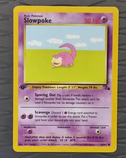 1st Edition Slowpoke 55/62 Fossil Pokemon Card NM - Image 1
