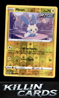 Reverse Holofoil Minun 090/264 Pokemon Common SWSH08: Fusion Strike Card NM - Image 1