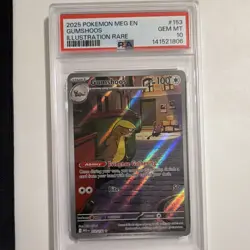 Pokemon Gumshoos Illustration Rare Holo PSA 10 153/132 Me01: Mega Evolution 2025 - Image 1