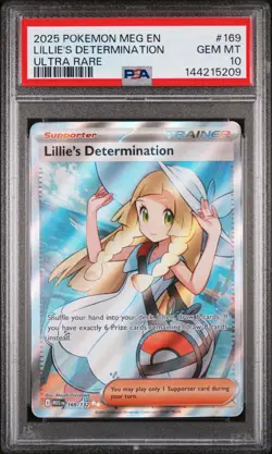 2025 Pokemon Mega Evolution Base #169 FA Lillie's Determination PSA 10 Gem Mint - Image 1