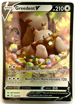 Pokemon Card Greedent V 120/159 Half Art Crown Zenith Near Mint - Image 1