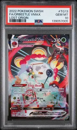 2022 POKEMON SWORD & SHIELD LOST ORIGIN #TG13 FULL ART/ORBEETLE VMAX PSA 10 - Image 1