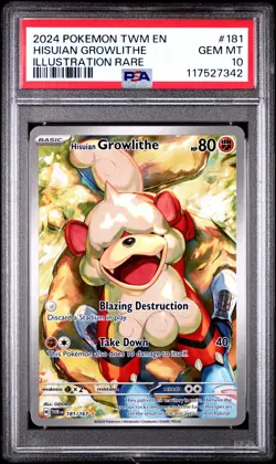 2024 Pokemon Twilight Masquerade #181 Hisuian Growlithe PSA 10 - Image 1