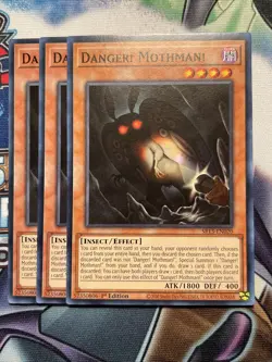 3x DANGER! MOTHMAN! 1ST EDITION SR13-EN020 COMMON YUGIOH NM / Playset - Image 1