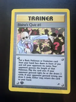 Blaine’s Quiz #1 97/132 Gym Heroes 1st Edition 2000 Pokemon Card Rare NM - Image 1