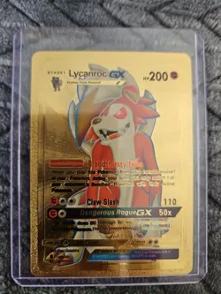 Lycanroc V Gold Foil Fan Art Vinyl Textured Collector Pokemon Card 138/145 - Image 1