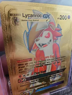 Lycanroc V Gold Foil Fan Art Vinyl Textured Collector Pokemon Card 138/145 - Image 3