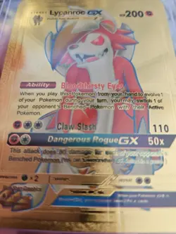 Lycanroc V Gold Foil Fan Art Vinyl Textured Collector Pokemon Card 138/145 - Image 5