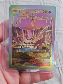 Espeon & Deoxys GX Rainbow Foil Fan Art Vinyl Textured Collector Card HP260 - Image 1