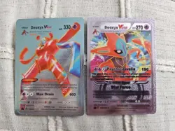 Deoxys Vstar & Vmax Foil Fan Art Vinyl Textured Collector Card Lavender & Blue - Image 1