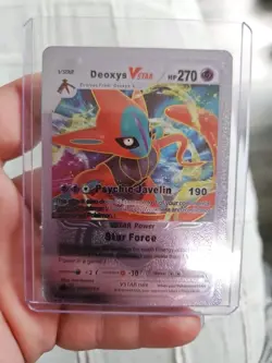 Deoxys Vstar & Vmax Foil Fan Art Vinyl Textured Collector Card Lavender & Blue - Image 3