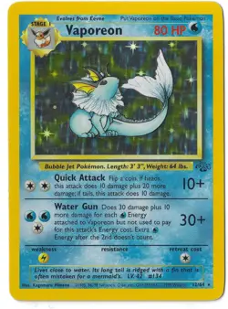 Vaporeon 12/64 Jungle Holo Rare Pokemon Card WOTC 1999 LP - Image 3