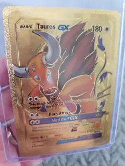 Tauros GX Gold Foil Fan Art Vinyl Textured Collector Pokemon Card - Image 3