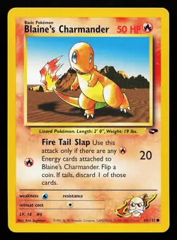 Blaine's Charmander 60/132 Common Gym Challenge Pokemon Card - Image 1