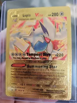 Lugia VStar Gold Foil Fan Art Vinyl Textured Collector Pokemon Card 139/195 - Image 1