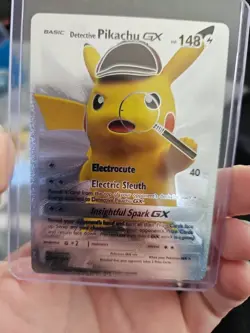 Detective Pikachu GX Silver Foil Fan Art Vinyl Collector Pokemon Card - Image 1
