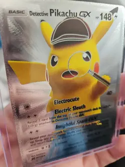 Detective Pikachu GX Silver Foil Fan Art Vinyl Collector Pokemon Card - Image 3