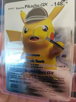 Detective Pikachu GX Silver Foil Fan Art Vinyl Collector Pokemon Card - Image 4