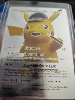 Detective Pikachu GX Silver Foil Fan Art Vinyl Collector Pokemon Card - Image 5