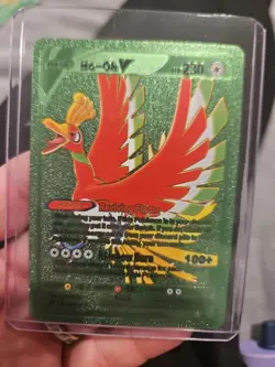 Ho-Oh V Green Foil Fan Art Vinyl Textured Collector Card 187/195 HP230 - Image 1