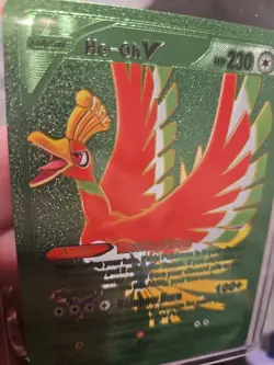 Ho-Oh V Green Foil Fan Art Vinyl Textured Collector Card 187/195 HP230 - Image 4