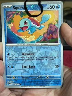 POKEMON SQUIRTLE 007/165 COSTCO COSMOS SWIRL REVERSE HOLOFOIL PROMO LP CARD - Image 2
