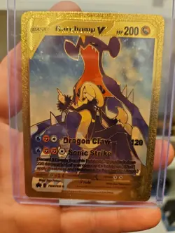 Garchomp V Gold Foil Fan Art Vinyl Textured Collector Pokemon Card Sonic Strike - Image 1