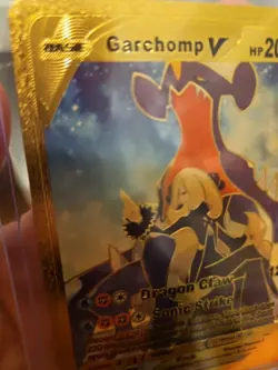 Garchomp V Gold Foil Fan Art Vinyl Textured Collector Pokemon Card Sonic Strike - Image 3