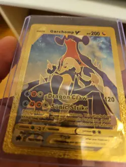 Garchomp V Gold Foil Fan Art Vinyl Textured Collector Pokemon Card Sonic Strike - Image 4