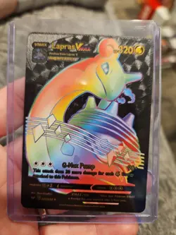 Lapras VMAX Rainbow Black Foil Fan Art Vinyl Collector Pokemon Card 203/203 - Image 1