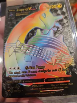 Lapras VMAX Rainbow Black Foil Fan Art Vinyl Collector Pokemon Card 203/203 - Image 5