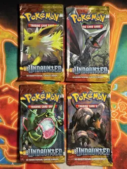 Pokemon 4x EMPTY HGSS Undaunted Booster Packs NO CARDS All Artworks - Image 1