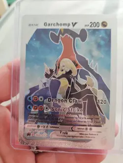 Garchomp V Silver Foil Fan Art Textured Collector Pokemon Card HP200 Sonic... - Image 1